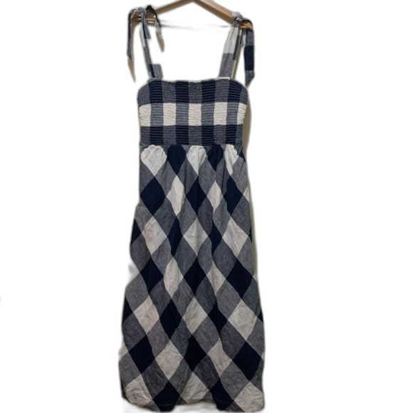 Crown & Ivy Blue and White Checkered Gingham Midi Dress size large - Picture 1 of 7